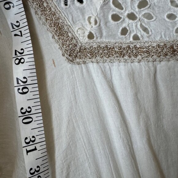 Me2Magic 100% Cotton Floral Eyelet Lace Embroidered Boho Hippie Maxi Dress Large - Picture 9 of 16